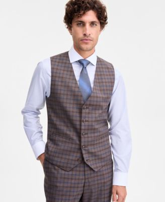 Tayion Collection - Men's Classic-Fit Plaid Suit Separate Vest