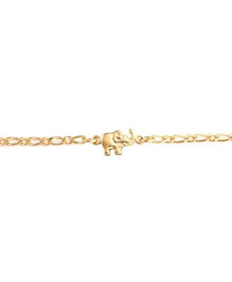 Ювелирные изделия Bling Изящные три Мульти-шарма Lucky Elephant Anklet Браслет на щиколотку из 18-каратной позолоченной латуни 7,5, 9,5 дюймов