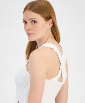 Женское хлопчатобумажное платье миди без рукавов со складками от Tommy Hilfiger