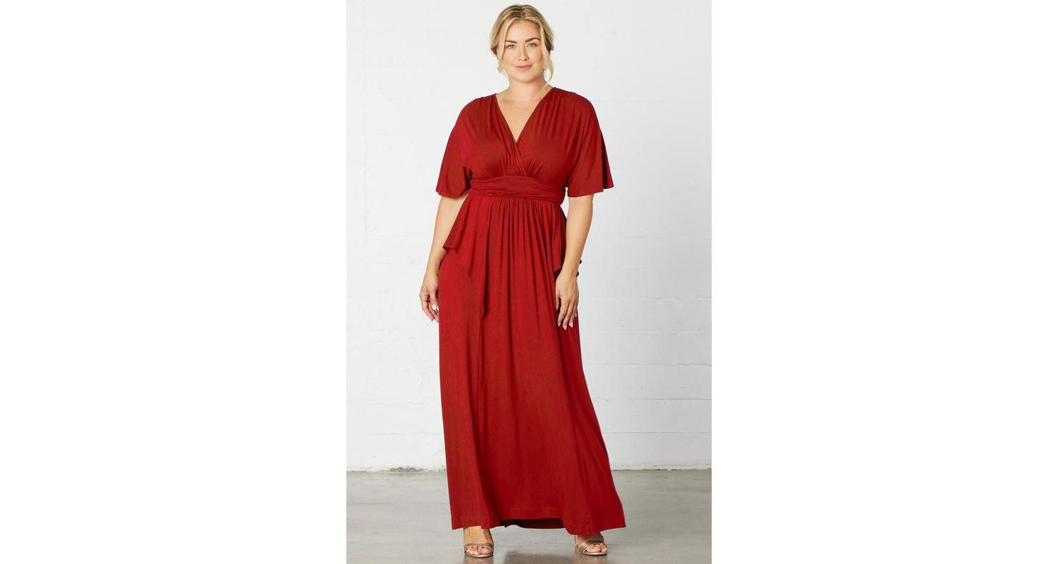 Plus Size Indie Flair Maxi Dress with Kimono Sleeves