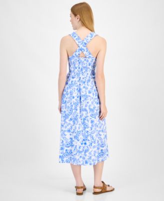 Женское хлопковое миди-платье со складками на спине с принтом Пейсли от Tommy Hilfiger