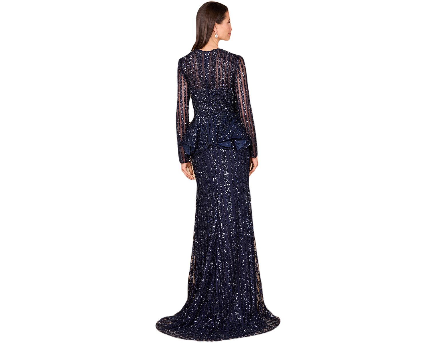 Women's Long Sleeve Beaded Peplum Dress