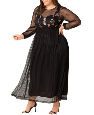 Plus Size Mystique Mixed Media Evening Gown