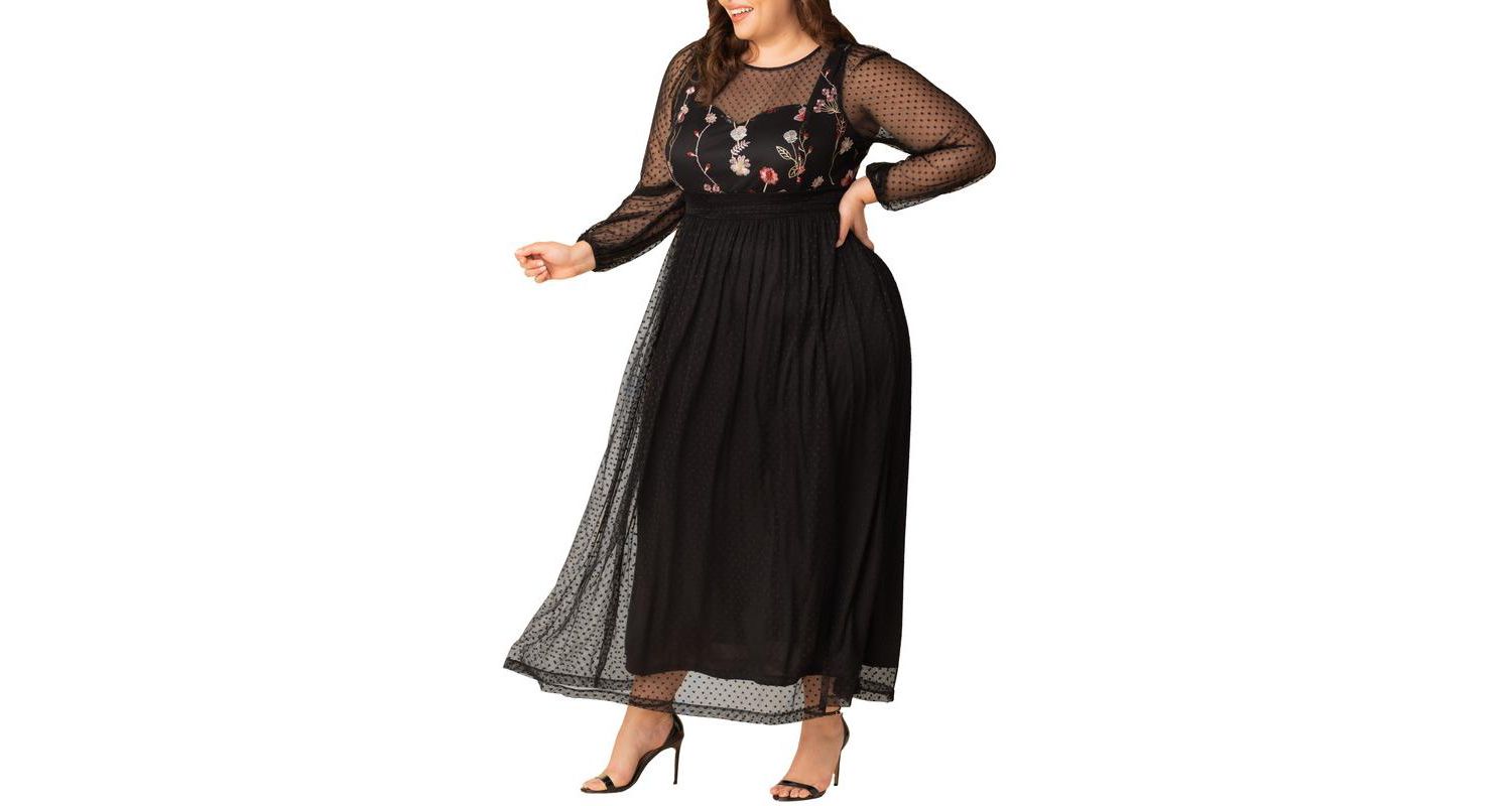 Plus Size Mystique Mixed Media Evening Gown