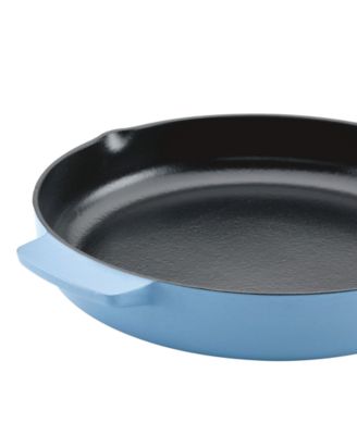 Enameled Cast Iron 12" Skillet with Helper Handle and Pour Spouts