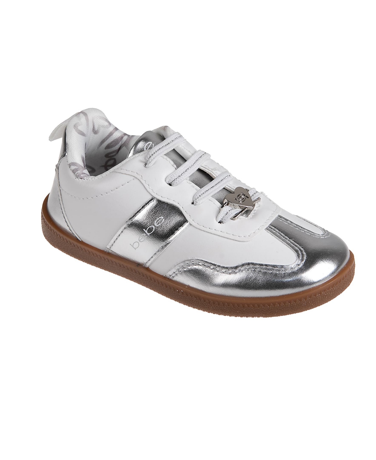 Bebe Toddler Girls Heart Lace Plate And Printed Lining Sneakers In White