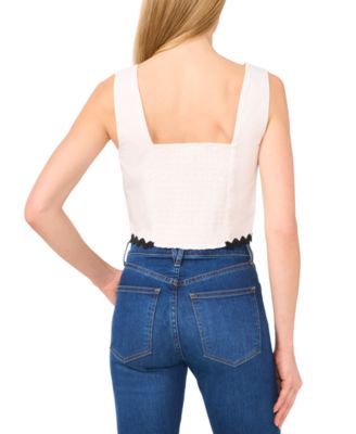 Women's Square-Neck Rickrack-Hem Crop Top