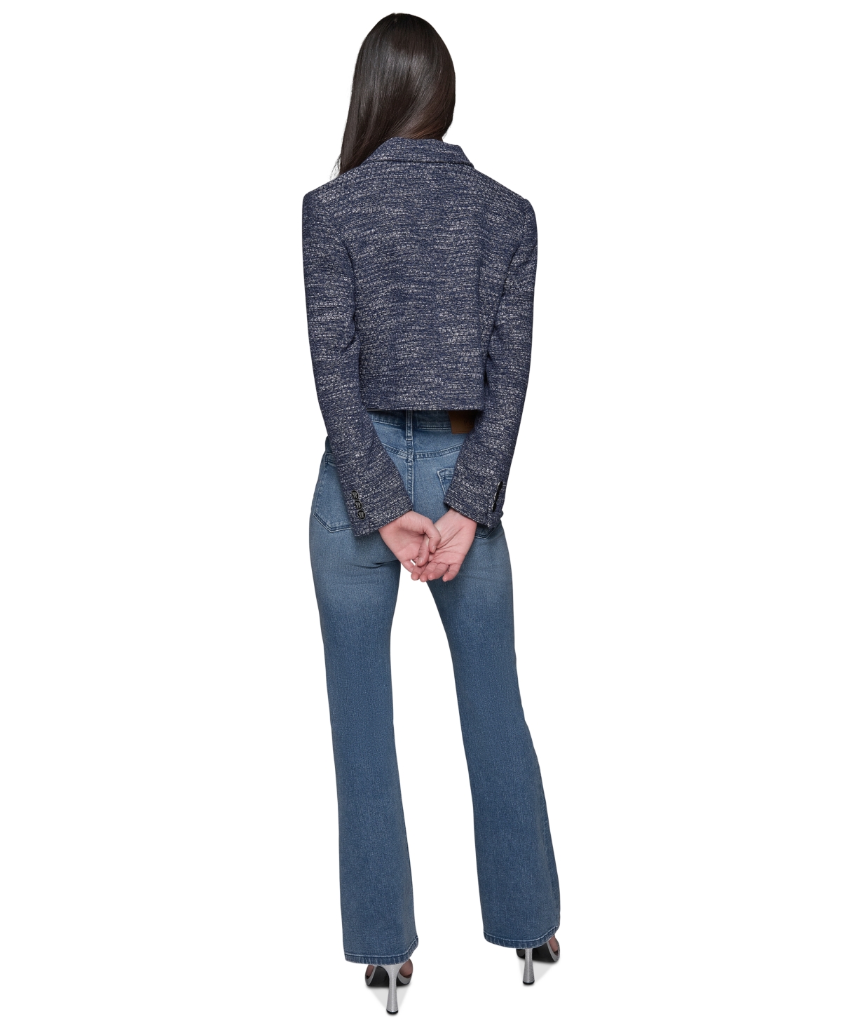 Karl Lagerfeld Women's Tweed Cropped Jacket In Indigo