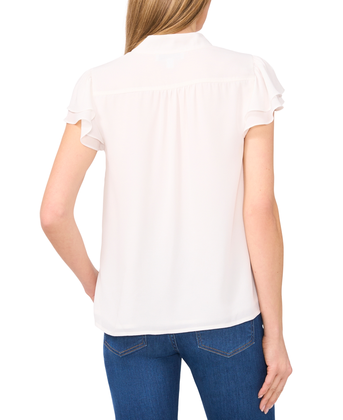 CECE WOMEN'S FLUTTER-SLEEVE BUTTON-FRONT BLOUSE 