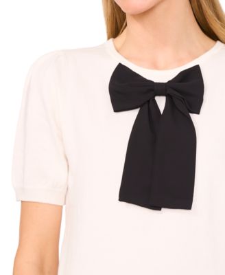 Женский свитер CeCe с коротким рукавом и бантиком