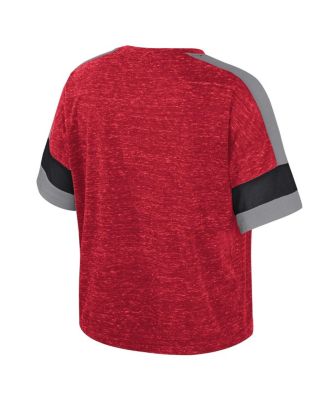 Женская футболка Colosseum Scarlet Ohio State Buckeyes с круглым вырезом и цветными блоками Color Block