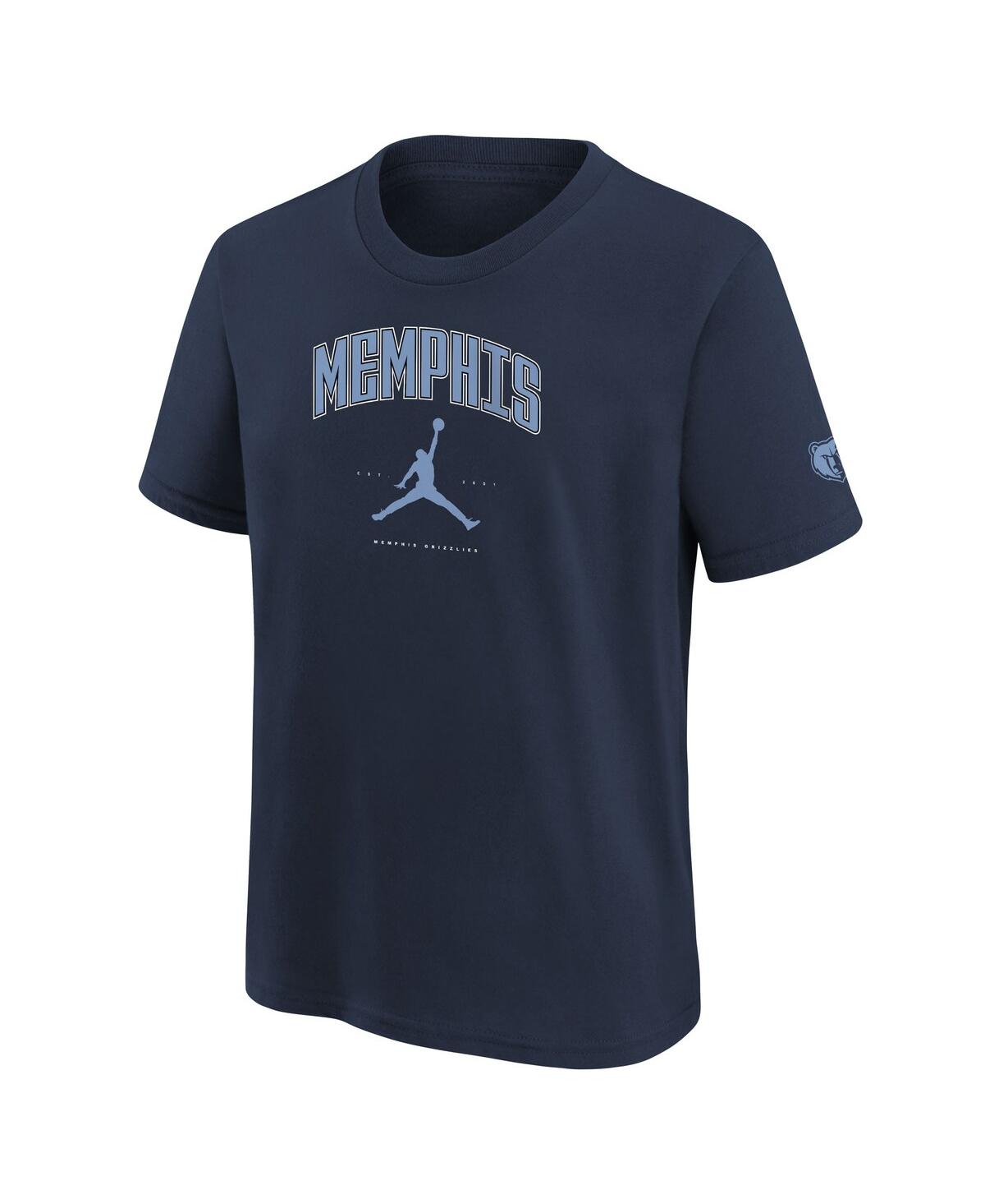 Jordan Big Boys And Girls Navy Memphis Grizzlies Essential Cities T-shirt In Blue