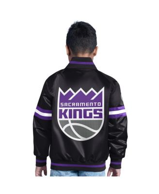 Big Boys and Girls Black Sacramento Kings Scrimmage Full-Snap Varsity Jacket