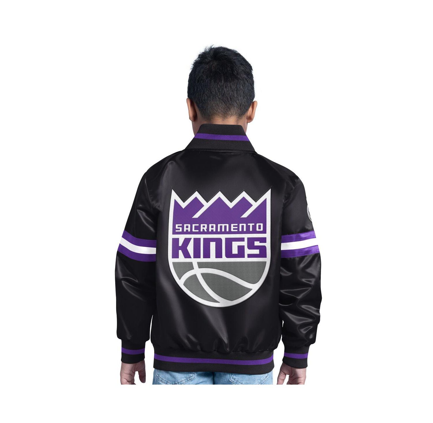 Big Boys and Girls Black Sacramento Kings Scrimmage Full-Snap Varsity Jacket