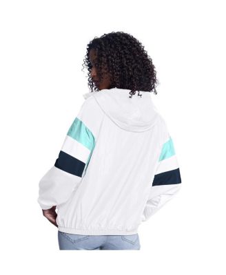 Women's White Seattle Kraken Game News Oversized Full-Zip Hoodie Jacket