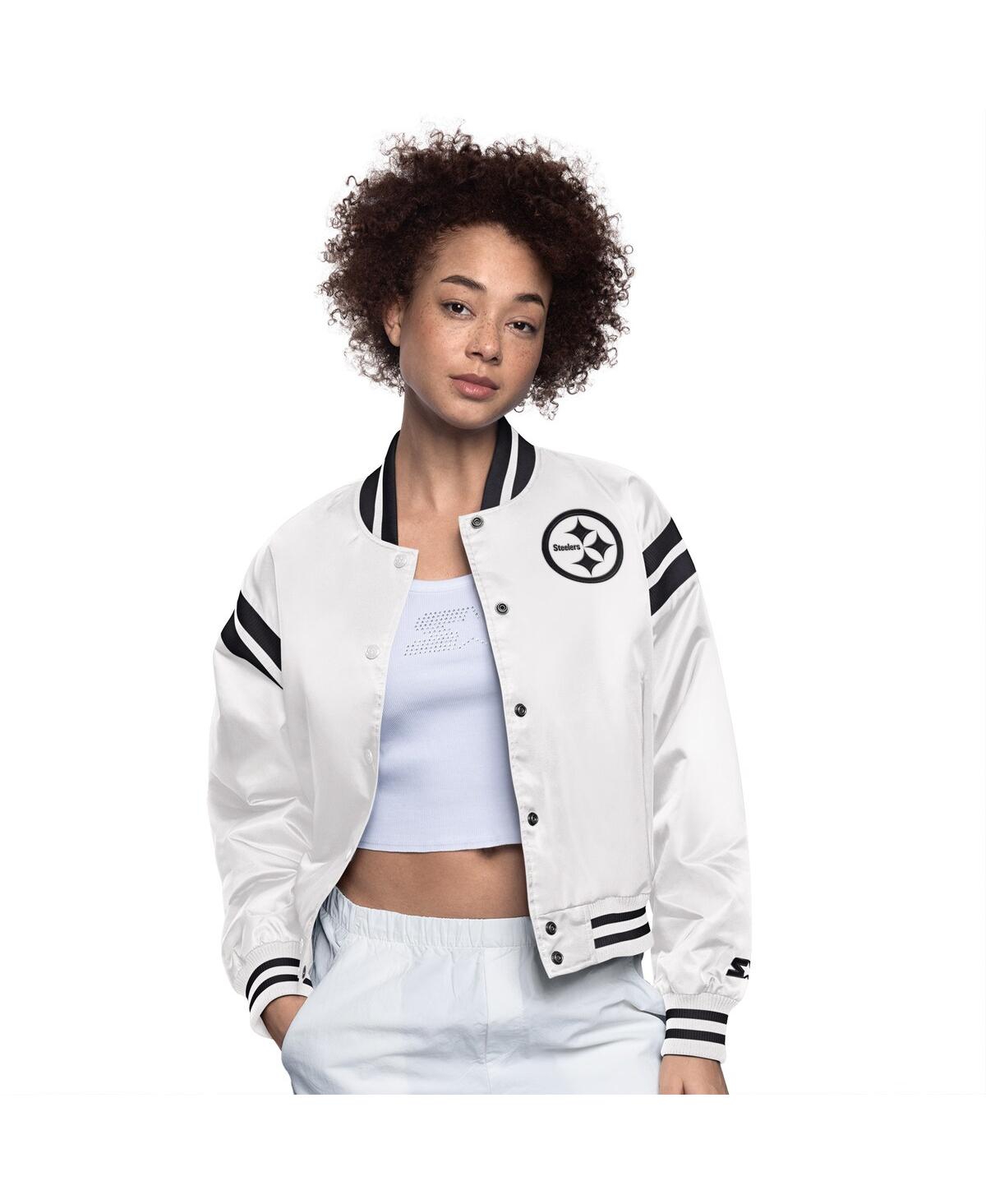 Women's Cream Pittsburgh Steelers Full Count Full-Snap Satin Jacket - Cream