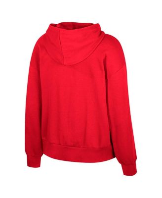 Женский пуловер с капюшоном Colosseum Scarlet Nebraska Huskers Reflection, украшенный стразами и шнурком