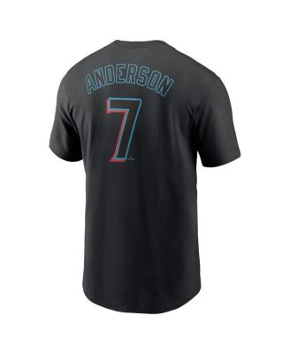 Мужская футболка Nike Tim Anderson Black Miami Marlins с фирменным номером Fuse от Nike