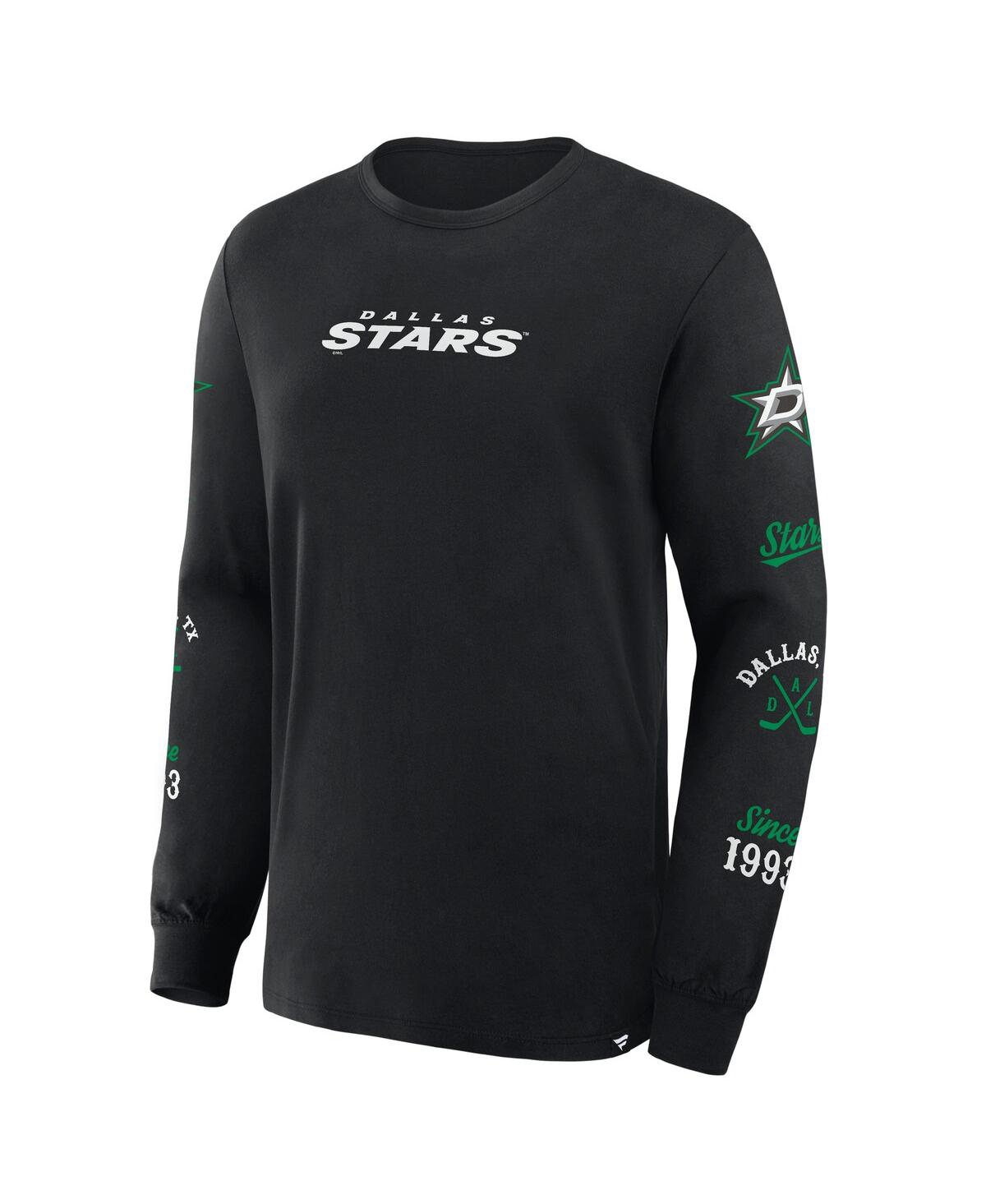 Fanatics Men's Black Dallas Stars Boxed In Legacy Long Sleeve T-shirt In Black