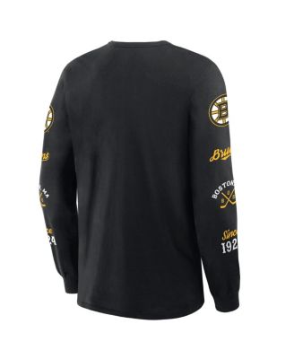 Мужская черная футболка Fanatics Boston Bruins в стиле Legacy с длинным рукавом