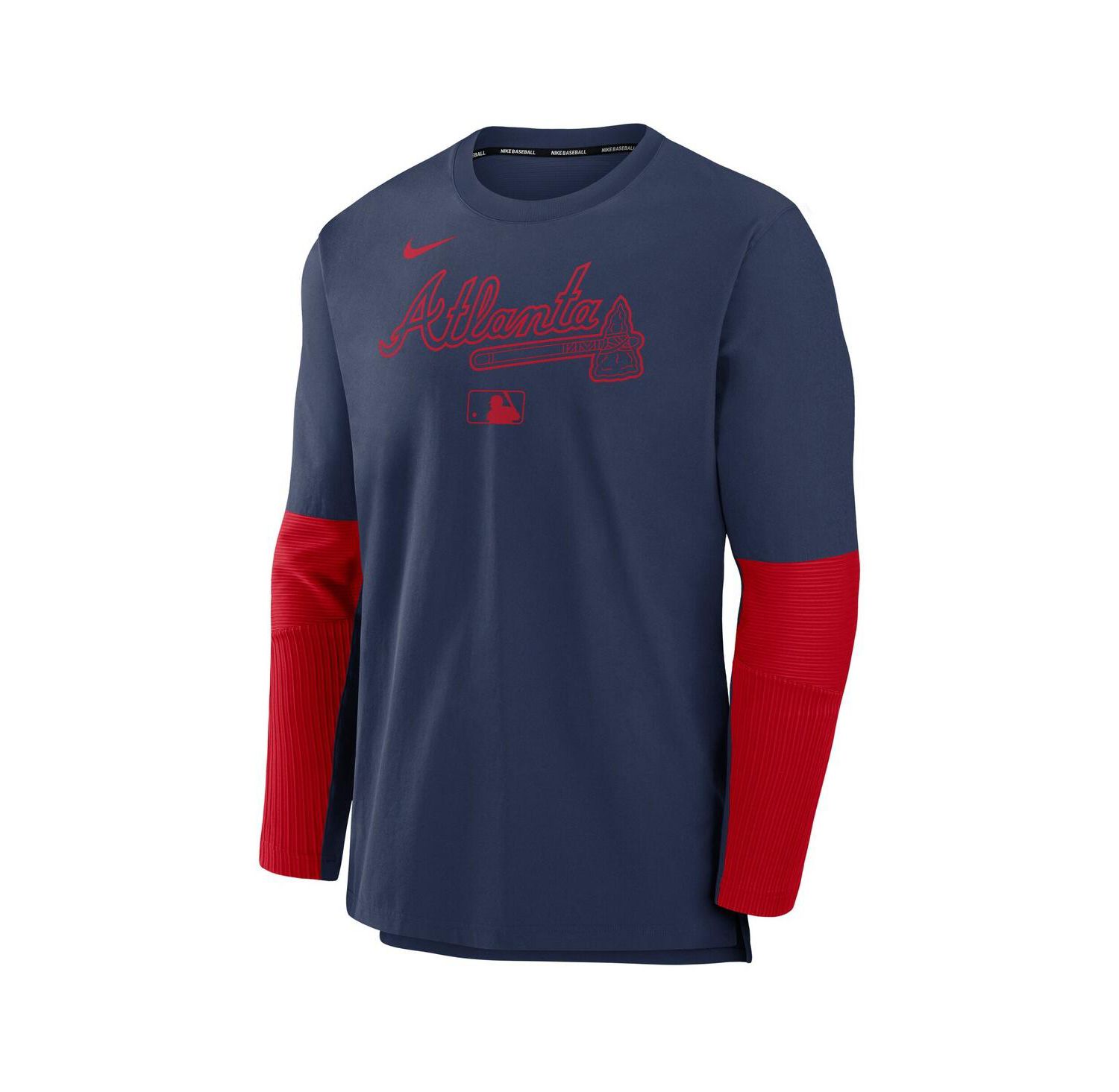 Men's Navy/Red Atlanta Braves Authentic Collection Player Lightweight Performance Long Sleeve Top