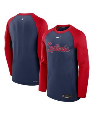 Nike - Men's Navy/Red St. Louis Cardinals Authentic Collection Game Time Raglan Performance Long Sleeve T-Shirt