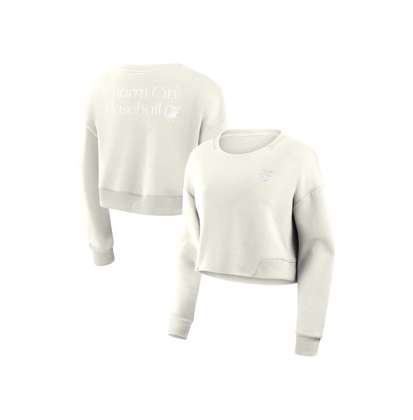 Женская толстовка Fanatics Cream Baltimore Orioles Relax Studio Cropped Pullover — фото 1