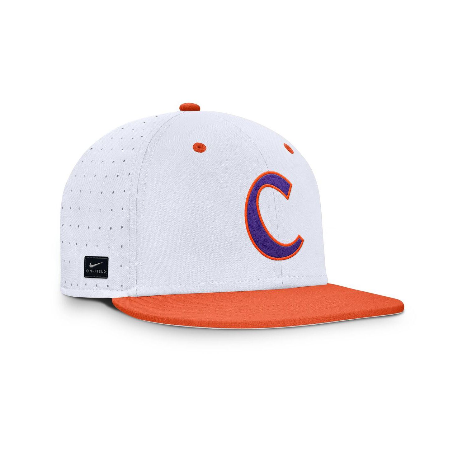 Men's White Clemson Tigers On-Field Dugout True Performance Fitted Hat