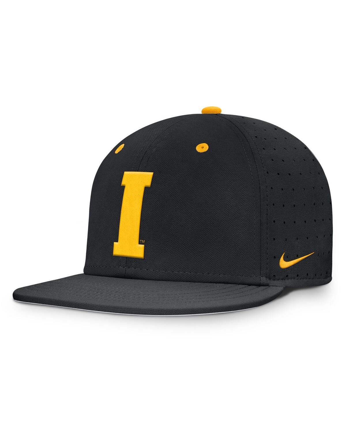 Nike Men's Black Iowa Hawkeyes On-field Dugout True Performance Fitted Hat In Black
