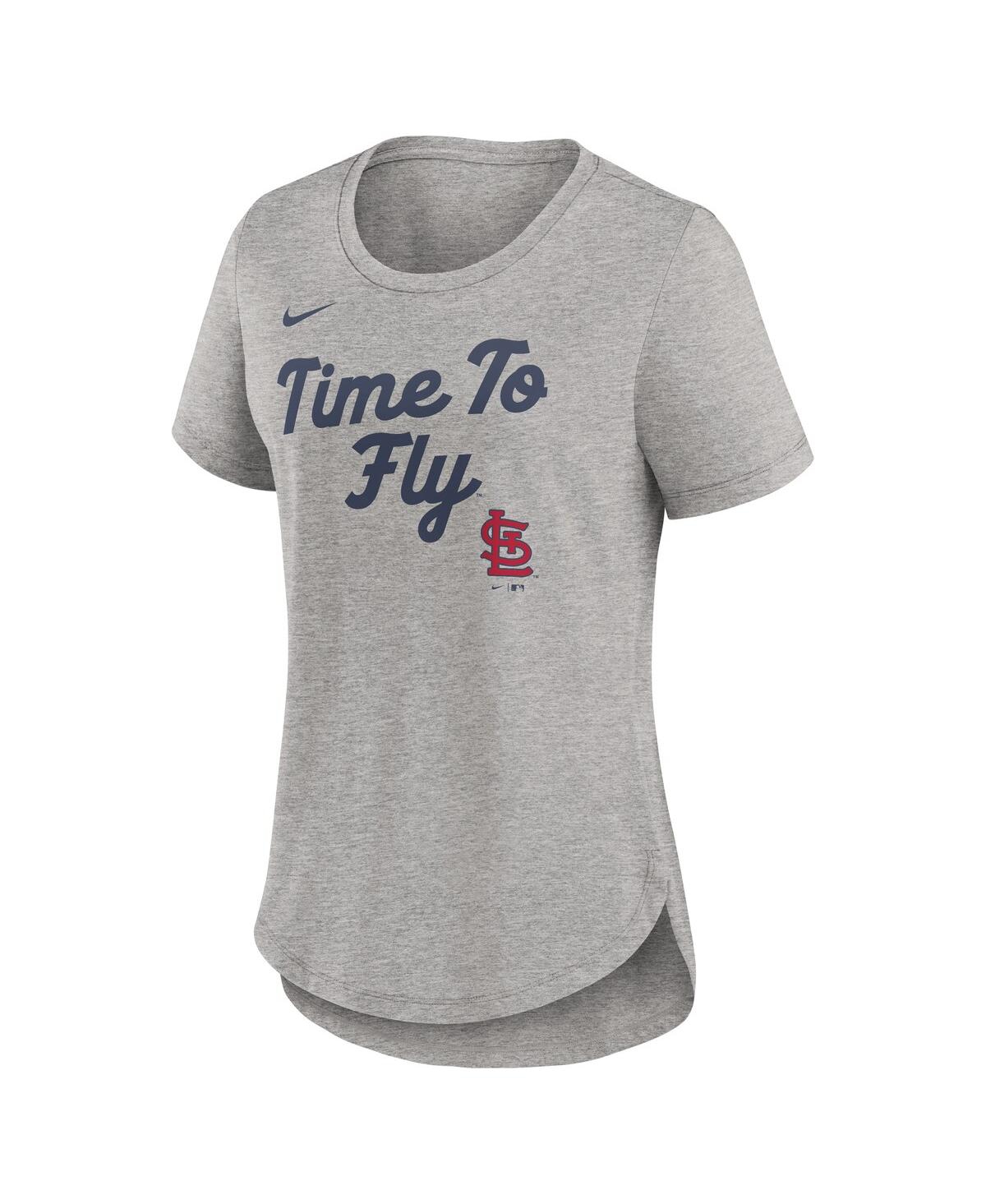Nike Women's Heather Gray St. Louis Cardinals Script Tri-blend T-shirt In Heather Gray