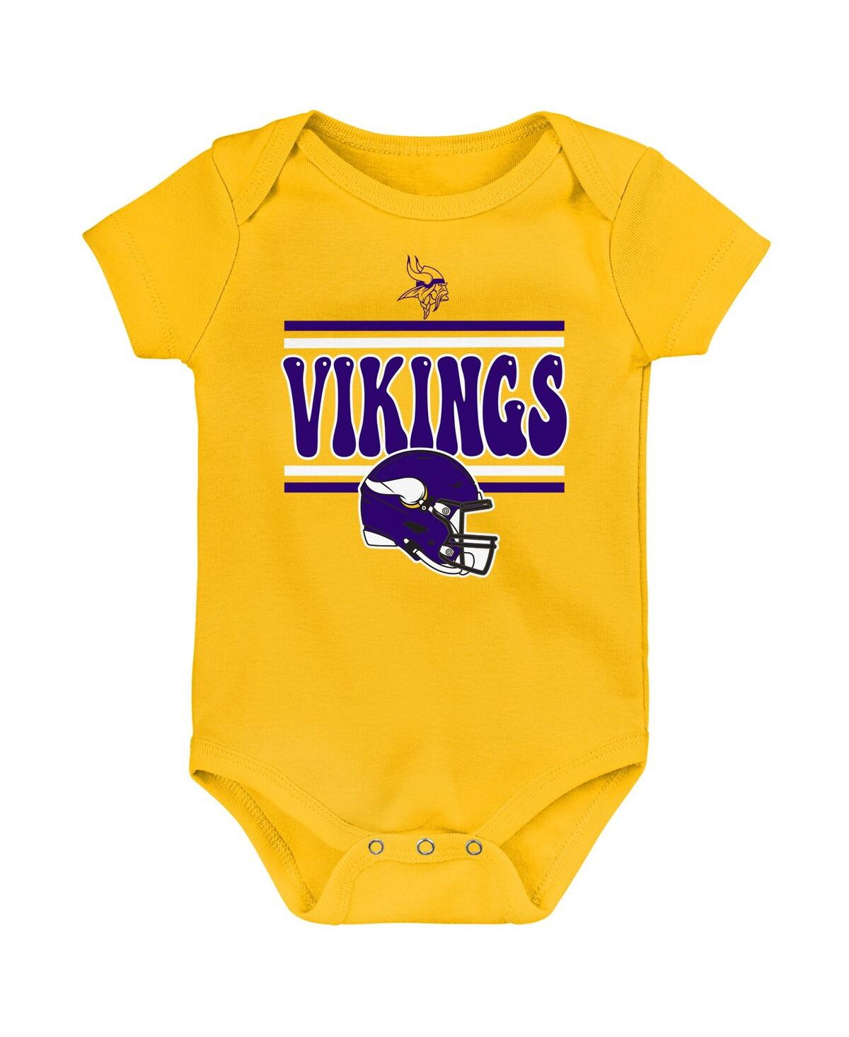 Outerstuff Baby Boys And Girls 3-piece Minnesota Vikings Play Day Bodysuit In Purple