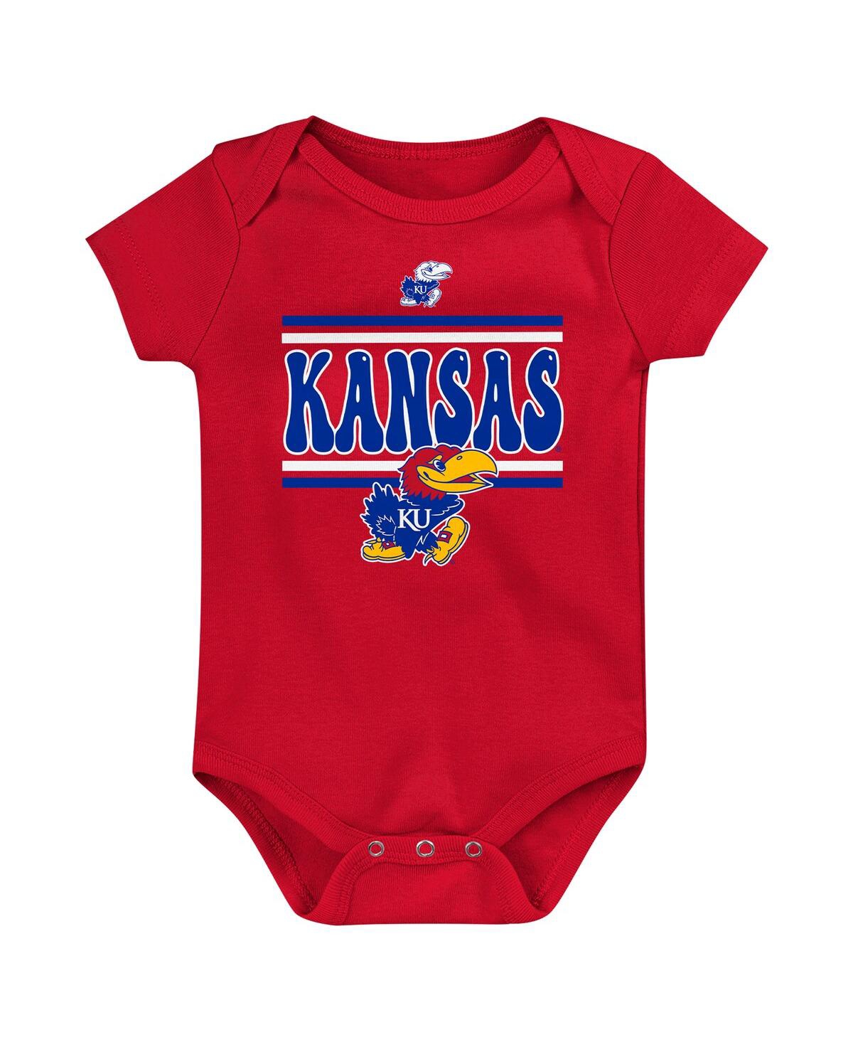 Outerstuff Newborn Royal Kansas Jayhawks Sunday Comics Bodysuit Set 3-pack In Multi