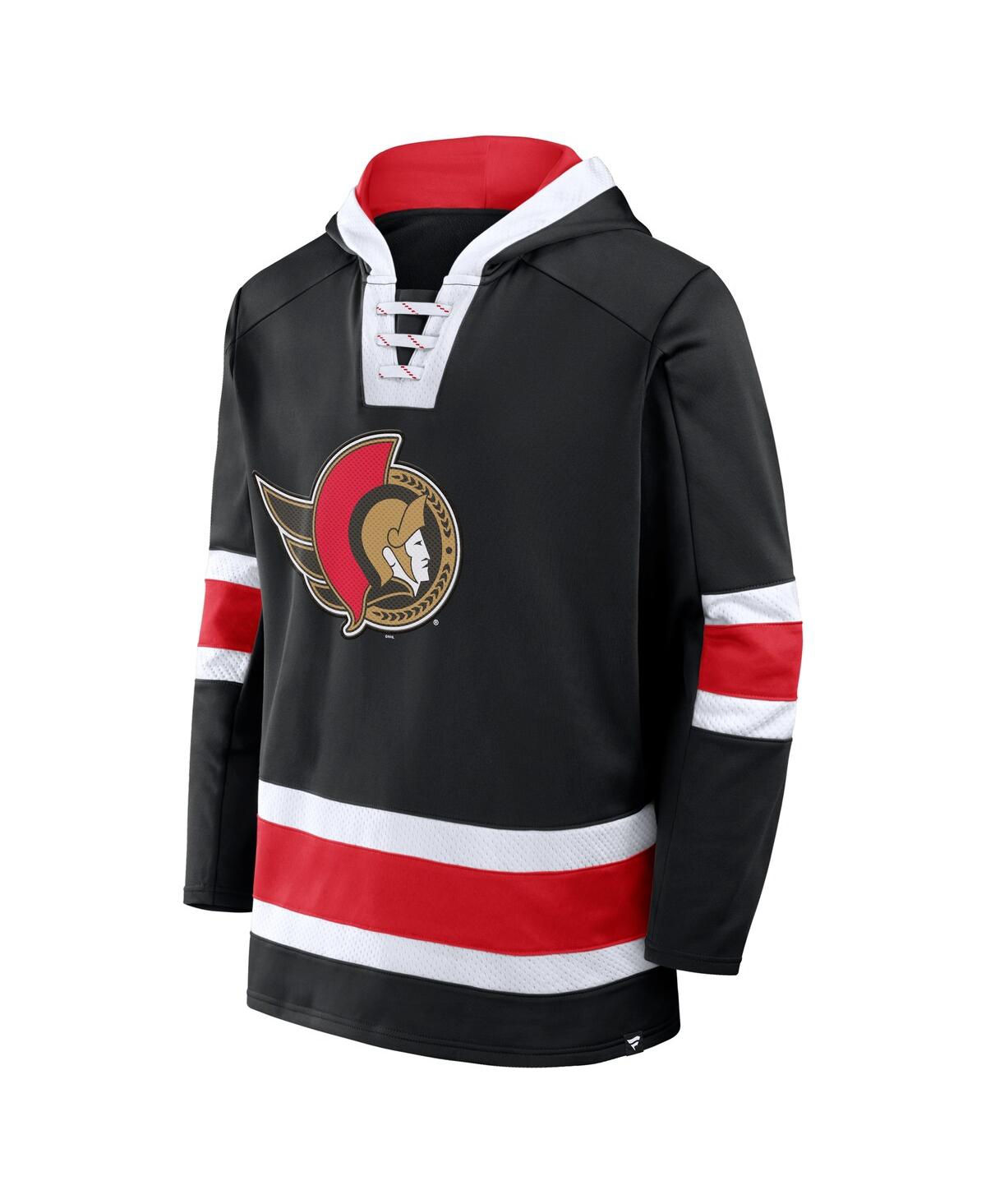 Fanatics Men's Black Ottawa Senators Inside Line Fleece Pullover Hoodie In Black