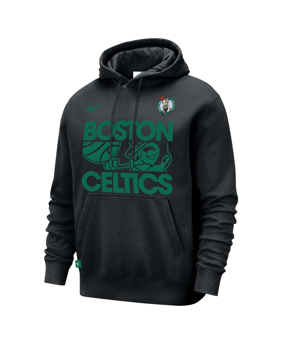 Nike Black Boston Celtics Courtside Club Pullover Hoodie In Black