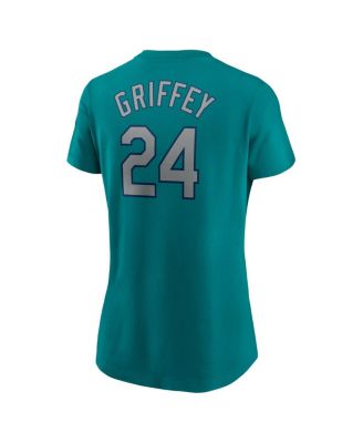 Женская футболка Nike от Ken Griffey Jr. Футболка из коллекции Aqua Seattle Mariners Cooperstown с названием и номером