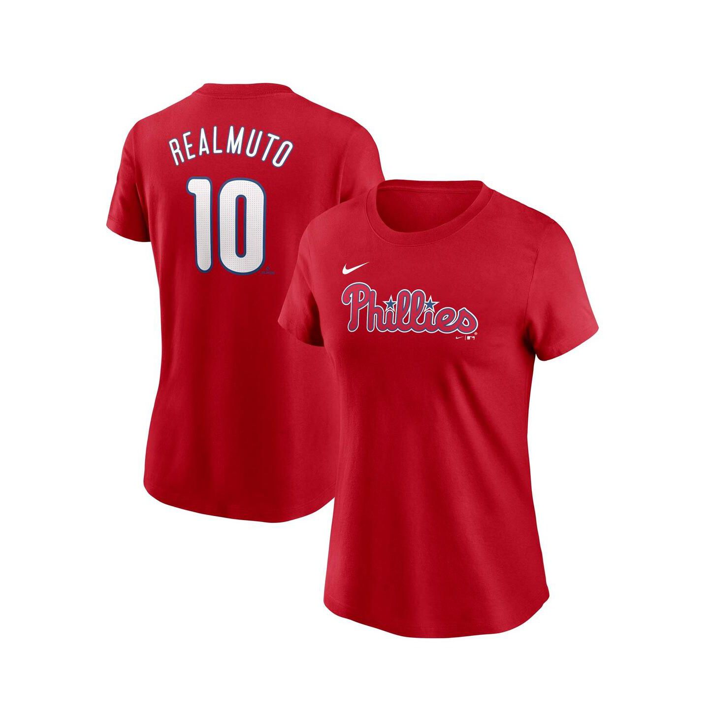 Женская футболка Nike J.T. Realmuto Red Philadelphia Phillies Fuse Name & Number — фото 1
