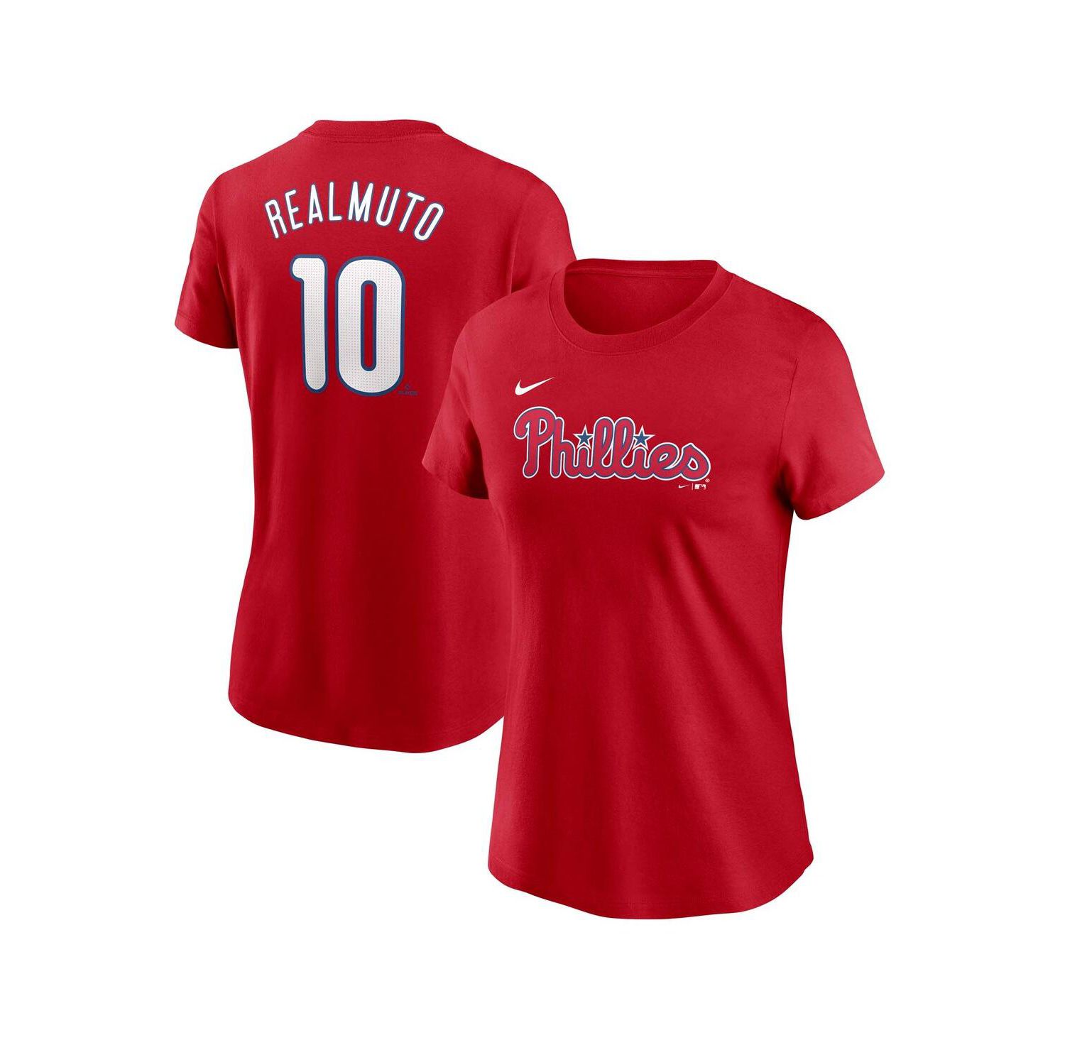 Women's J.T. Realmuto Red Philadelphia Phillies Fuse Name & Number T-Shirt