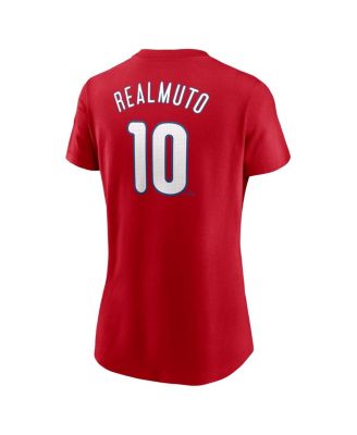 Женская футболка Nike J.T. Realmuto Red Philadelphia Phillies с фирменным номером Fuse