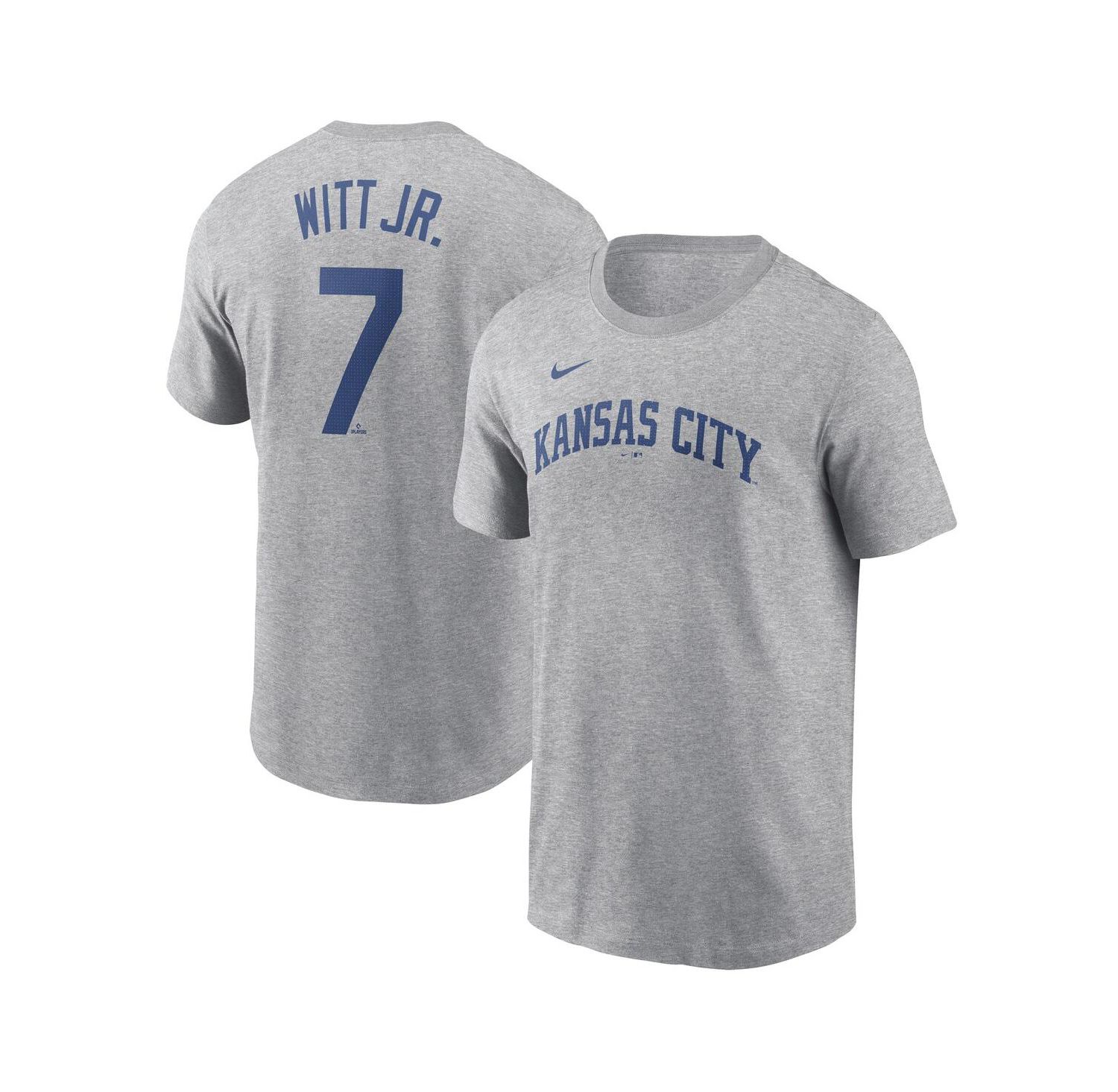 Men's Bobby Witt Jr. Gray Kansas City Royals Fuse Name & Number T-Shirt