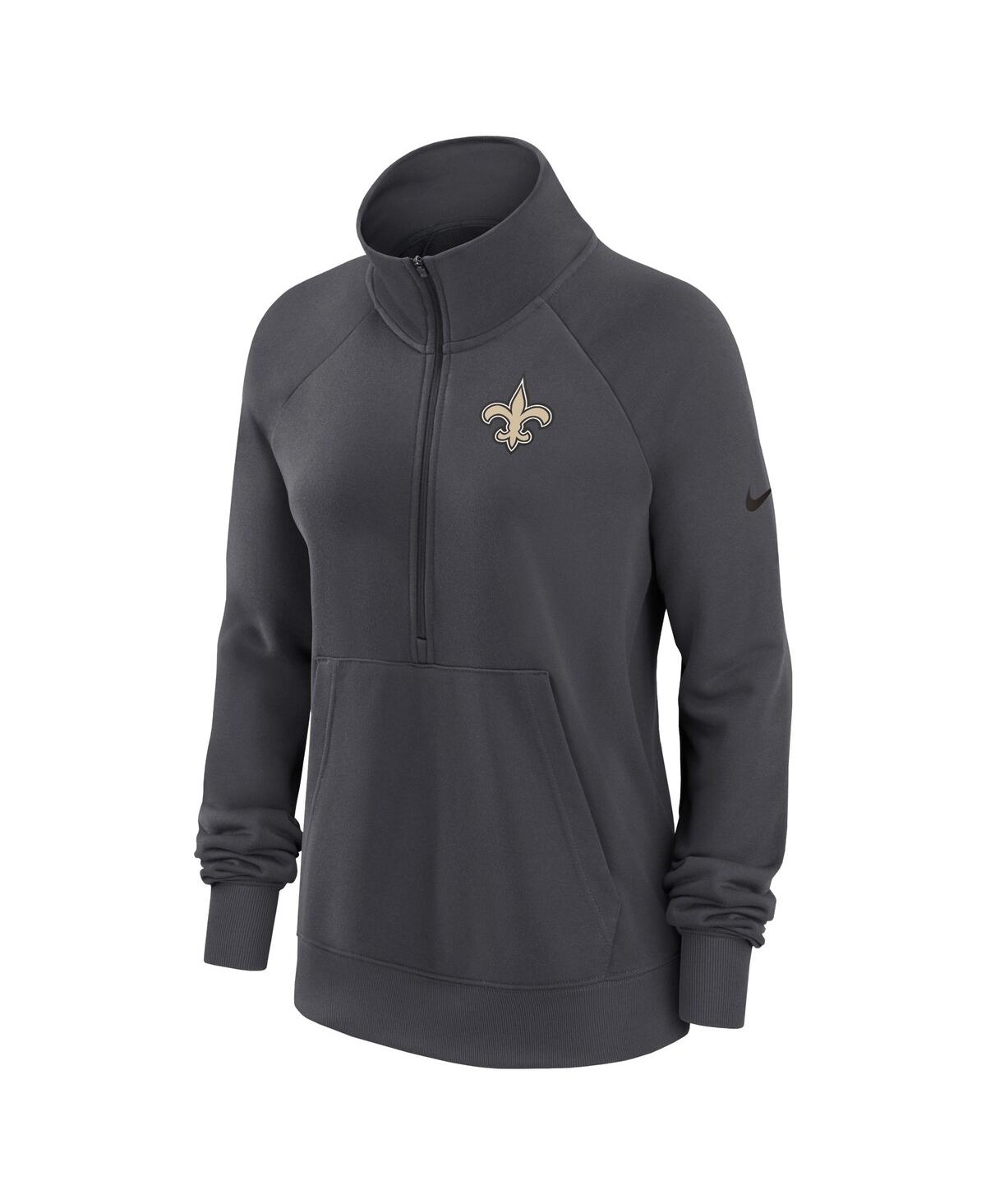 Nike Women's Charcoal New Orleans Saints Premium Raglan Performance Half-zip Sweatshirt In Charcoal