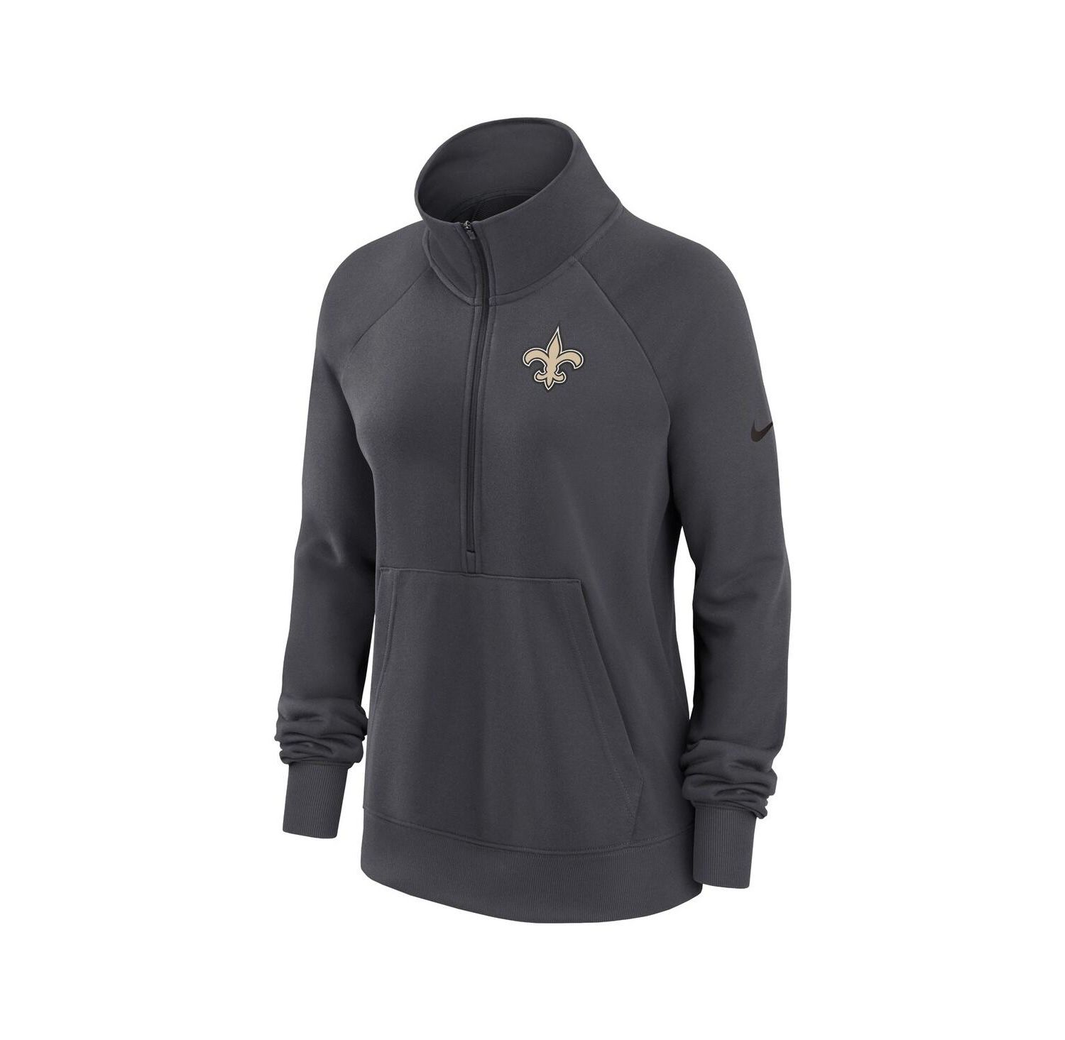 Women's Charcoal New Orleans Saints Premium Raglan Performance Half-Zip Sweatshirt