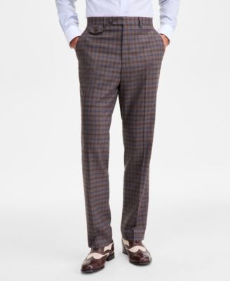 Men's Classic-Fit Tan/Blue Plaid Suit Separate Pants