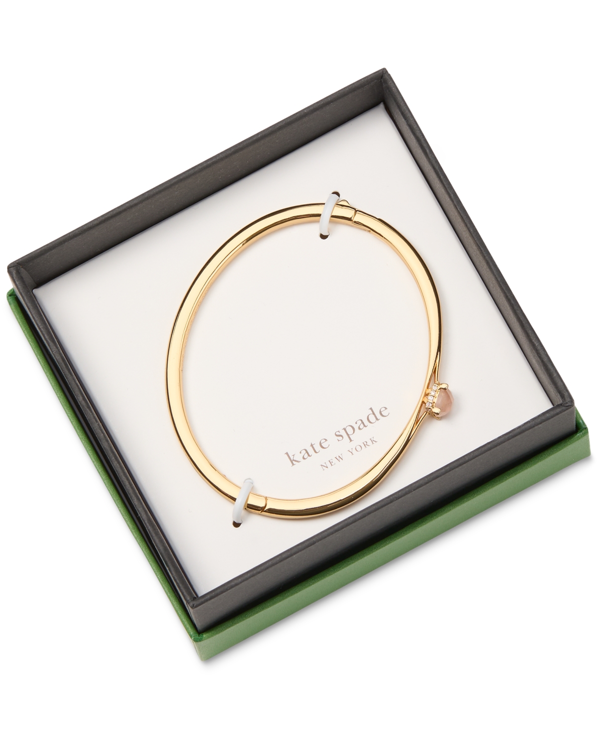 Kate Spade Gold-tone Color Cubic Zirconia Bangle Bracelet In Dusty Pink