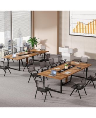 94.5-Inch Conference Table for 10 People, Industrial 8 FT Meeting Table with Two Grommets for Home Office, Studio, Business