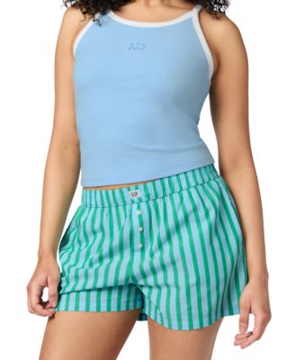 Women's Printed Poplin Boxer Shorts