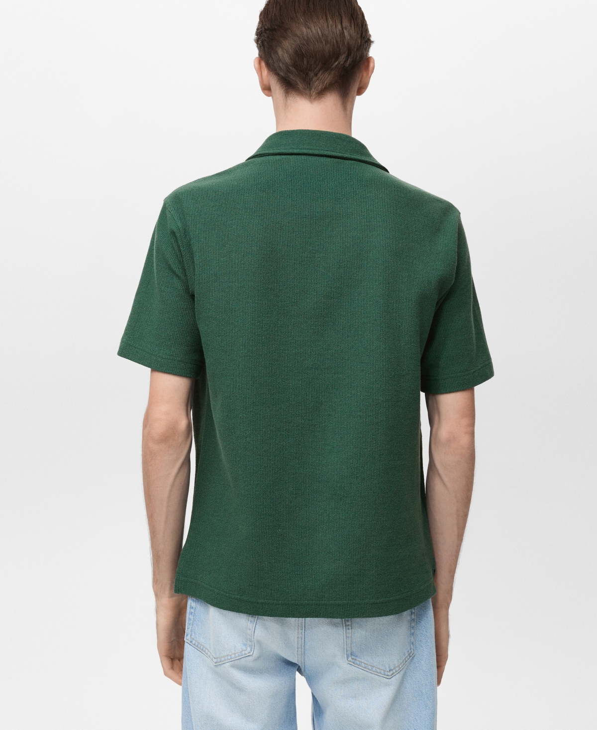 Mango Men's Cotton-blend Polo Shirt In Dark Green
