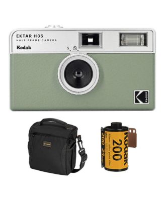 EKTAR H35 Half Frame Film Camera, Sage, Bundle with Kodacolor Gold 200 35mm Color Negative Roll Film, 24 Exposure and Slinger Alpine Shoulder