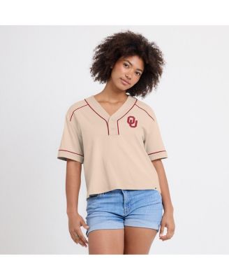 Женская коричневая футболка Oklahoma Sooners Oversize Dominant Force миди с V-образным вырезом от Fanatics