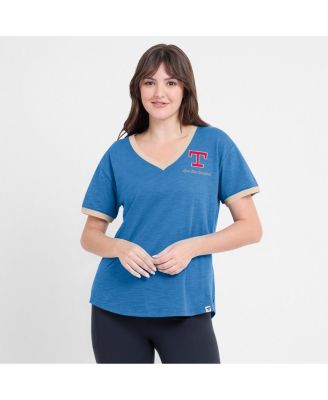 Женская футболка с V-образным вырезом Fanatics Royal Texas Rangers Binge Worthy Stadium Slub