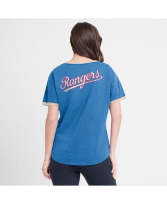 Women's Royal Texas Rangers Binge Worthy Stadium Slub V-Neck T-Shirt